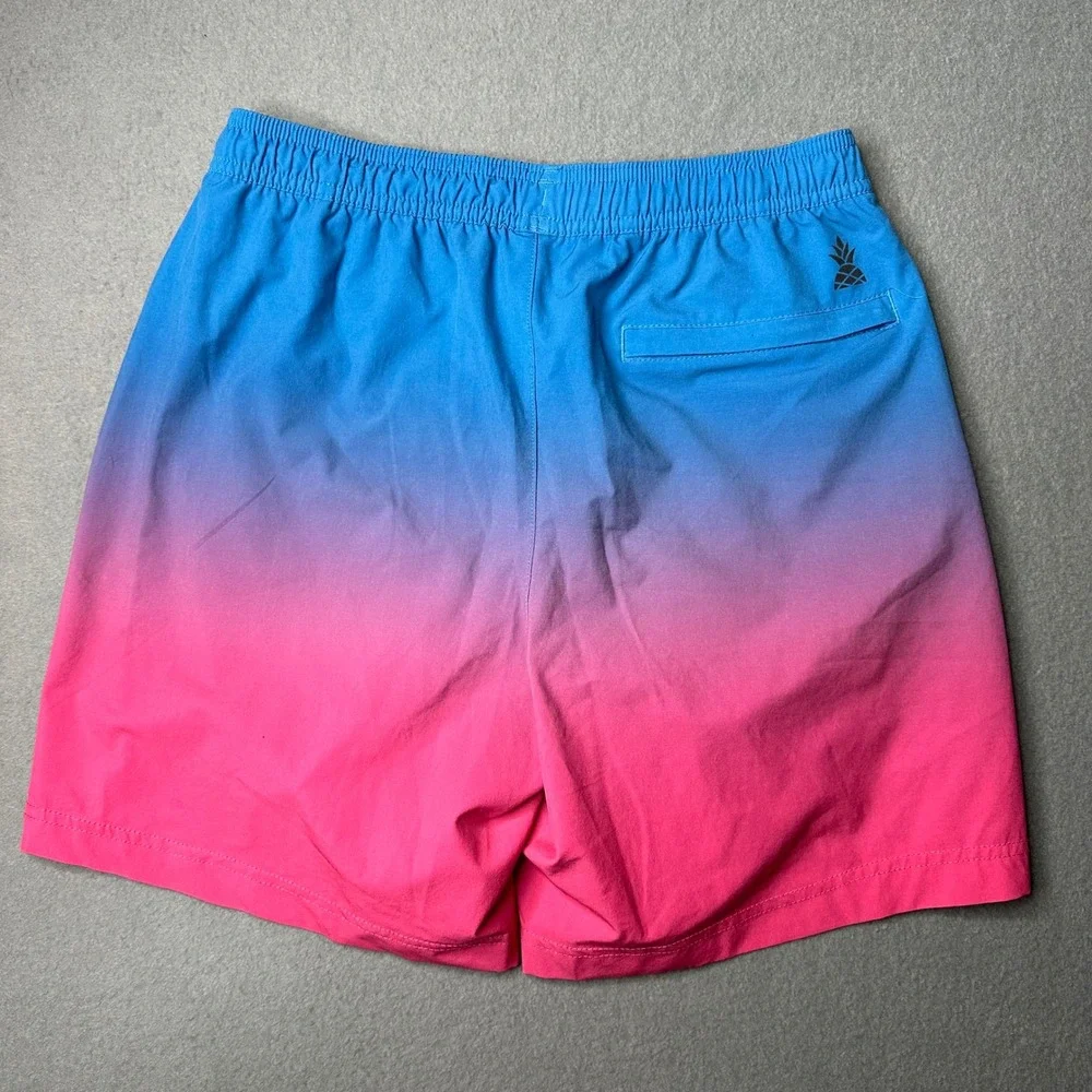 Chubbies Swim Trunks Mens Small‎ Blue Pink Ombre Flamingo Liner 7in Inseam